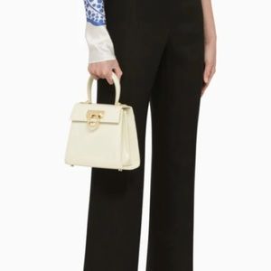 SALVATORE FERRAGAMO Iconic Top Handle Gancini Magnolia White Handbag Crossbody